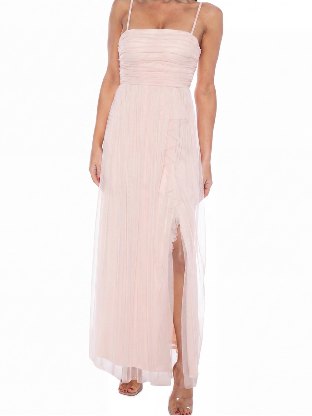 Jump Blush Pink Spaghetti-Strap Tulle Maxi Dress